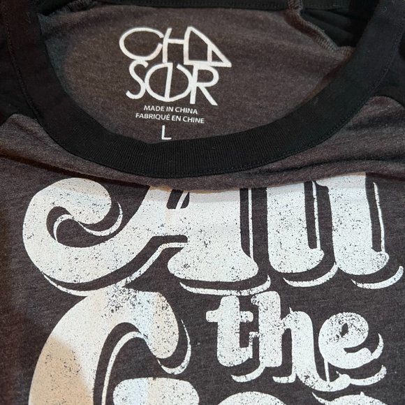 Women's Chaser REVOLVE  Baseball Tee All The‎ Good Things Gray 3/4 Sleeves L - Picture 3 of 5